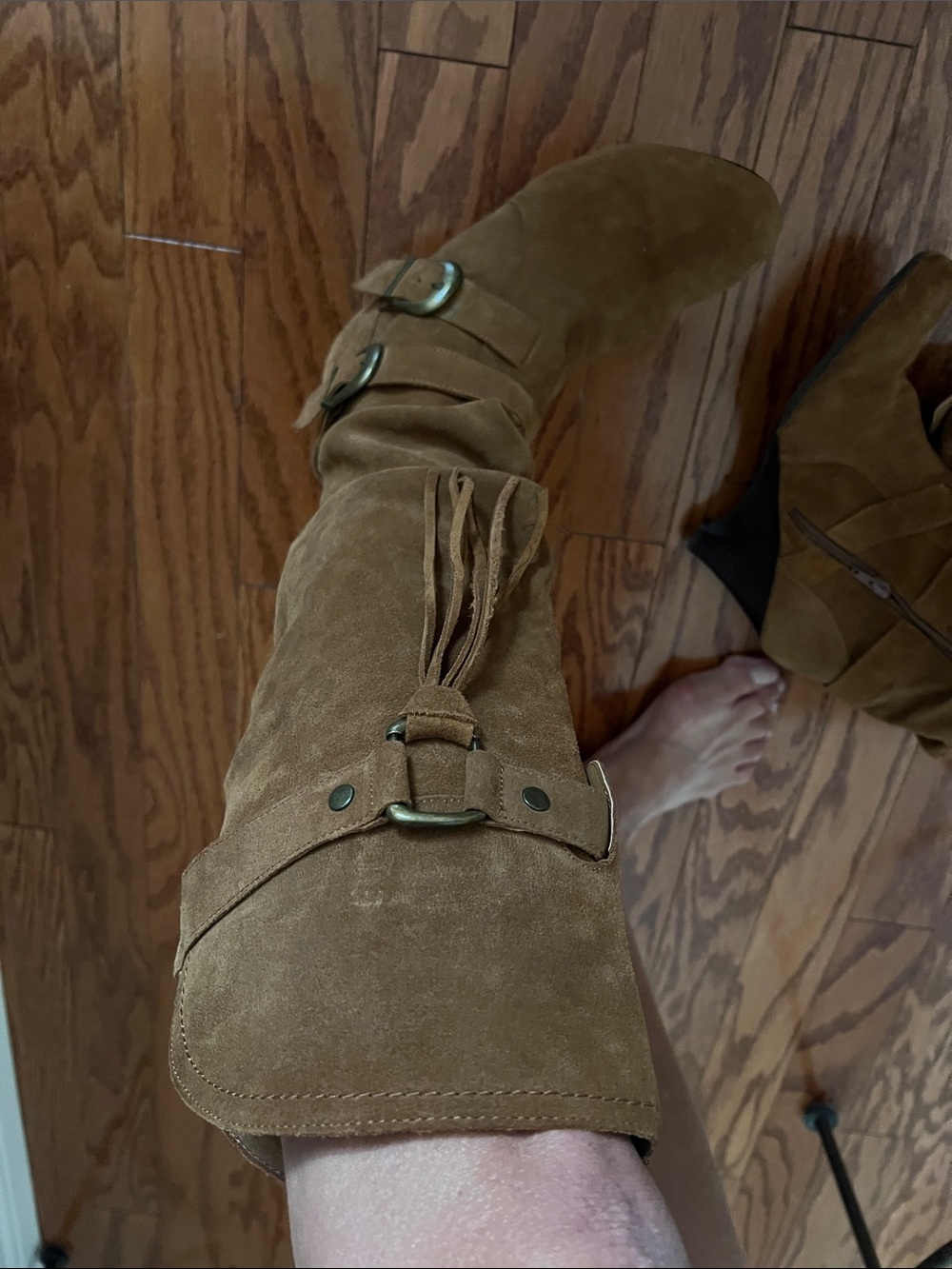 naughty monkey Brown Suede Over-the-Knee Fringe Boots